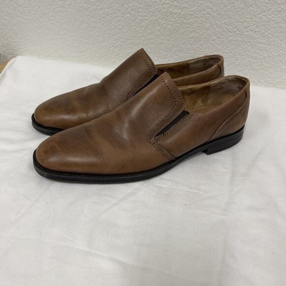 Florsheim Mens Size 10D Brown Leather Plain Toe Slip On Loafers Shoes main image 8
